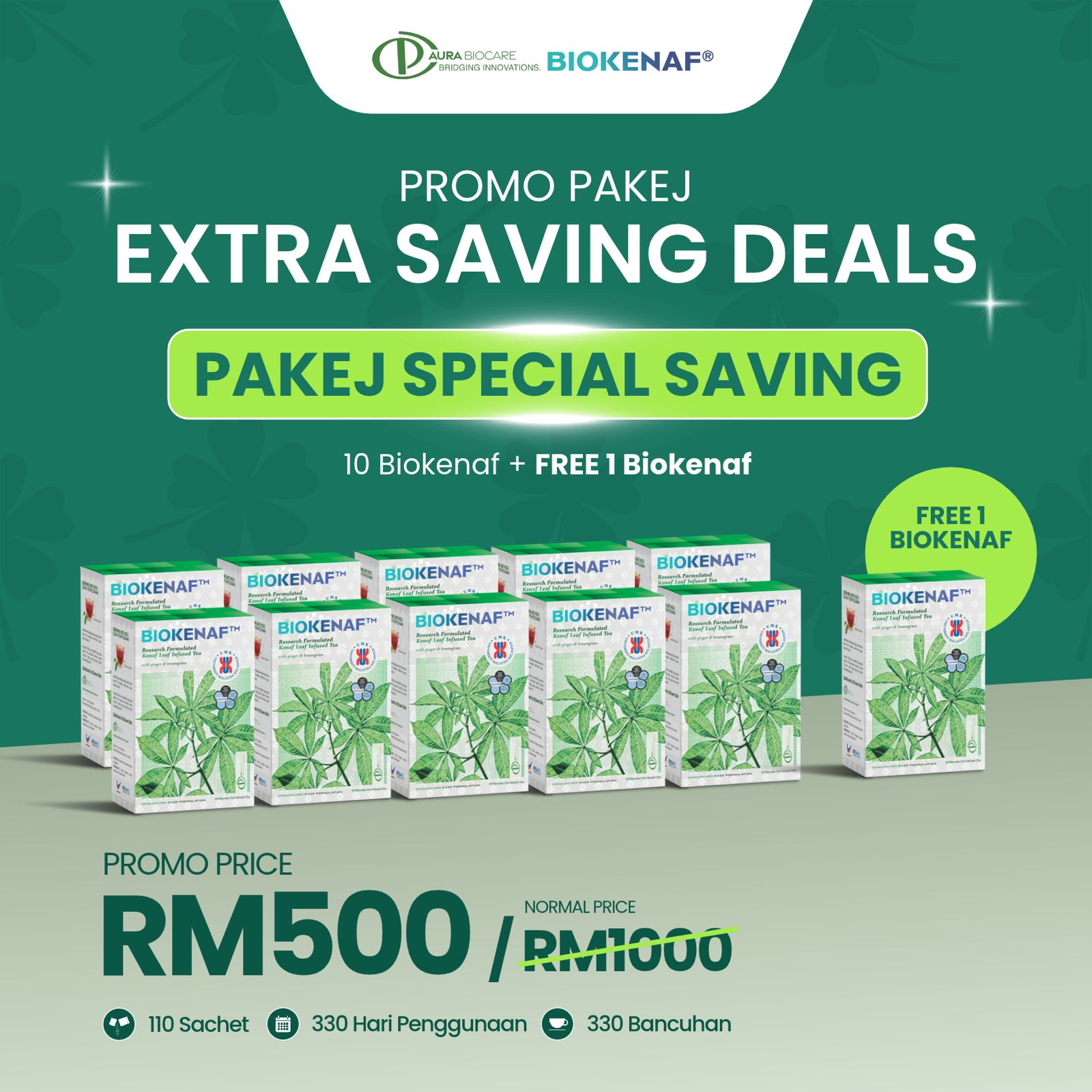 Pakej Special Saving 10 Biokenaf dan 1 percuma